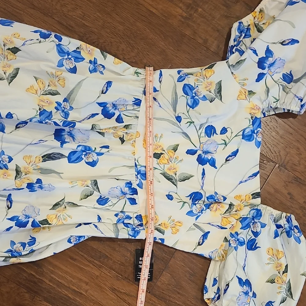 Express Blue and Yellow Floral Midi Dress - Picture 4 of 9